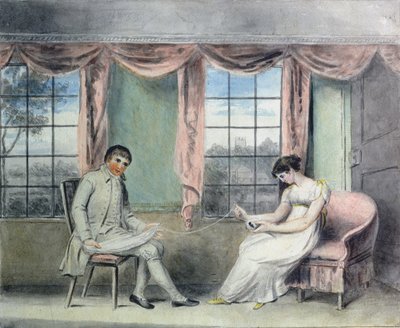 Eine Frau und ihr Verehrer spinnen Faden von Isabella Downman